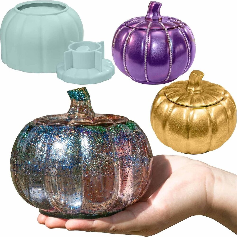 Pumpkin Jar Resin Mold Large, Jar Mold Halloween Epoxy Resin Molds, Pumpkin Sili